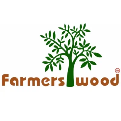 Logo of Farmerswood plywood brand featuring a leafy tree symbolizing sustainability and natural wood